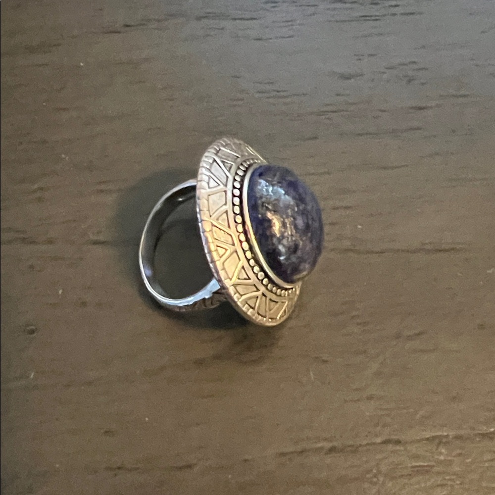 Sterling Silver And Lapis Gemstone Statement Ring - image 3